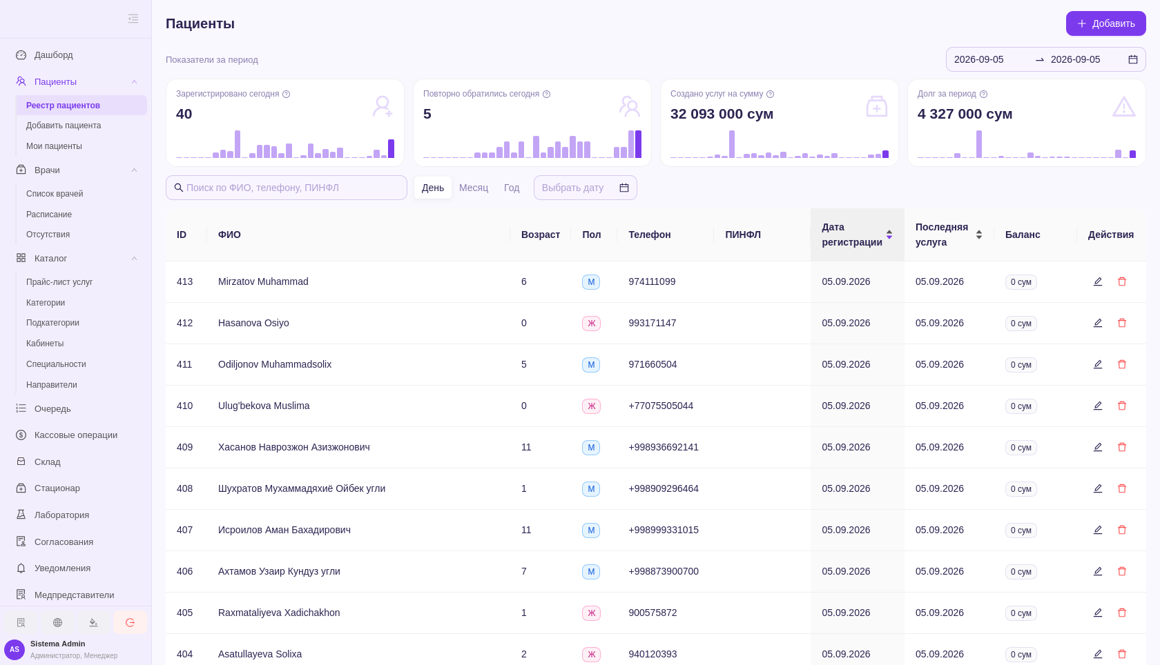 Реестр пациентов